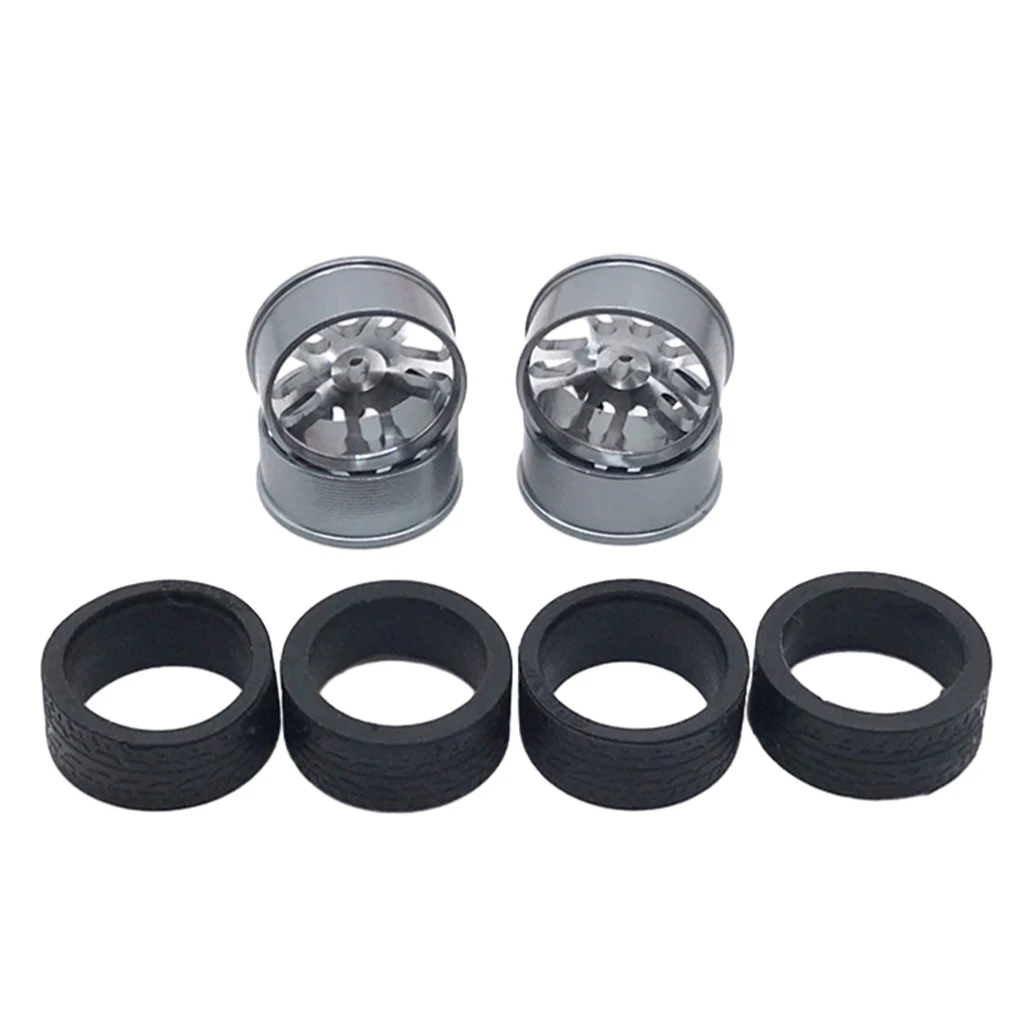 4pcs Metal Drift Wheel & Soft Tire Skin Set for Wltoys 284131 K989 K969 1/28 RC Car Upgrade Parts