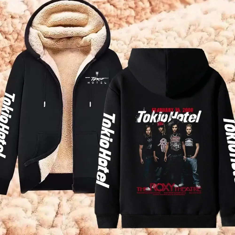 Tokio Hotel Kaulitz Winter Hoodies Rock Band Lambswool Jackets Tokio Hotel Warm Thicken Long Sleeve Pullover Plus Size Unisex