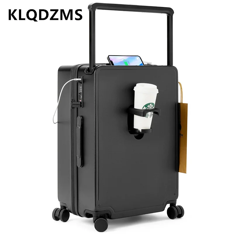 20"24"26 Lage Inch KLQDZMS New Wide Trolley Boarding Box Multifunctional Portable Trolley Case with Wheels Rolling Suitcase smile