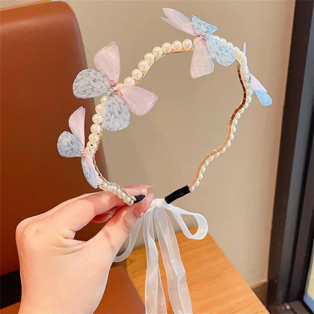 Hoofdband For Women New Girl Butterfly Parel Tassels Kinderen Streamer Haar Accessoires Cute ddmysmile Prinses Hoofdband Haar Clip Smile