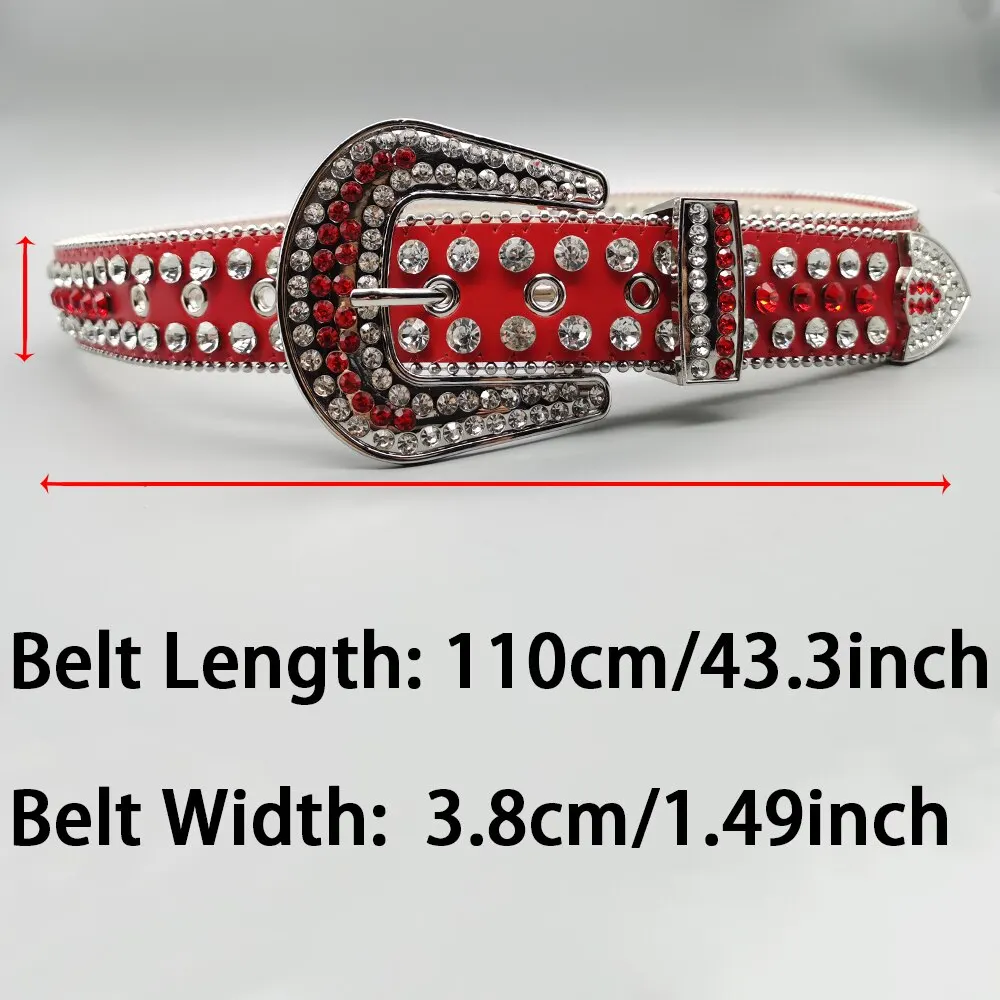 Women's Jeans Rhinestone Belt Y2K Belt Western Denim Shiny Rivet Design Pu Leather Artificial Diamond Belt Punk Rock Men's Belt