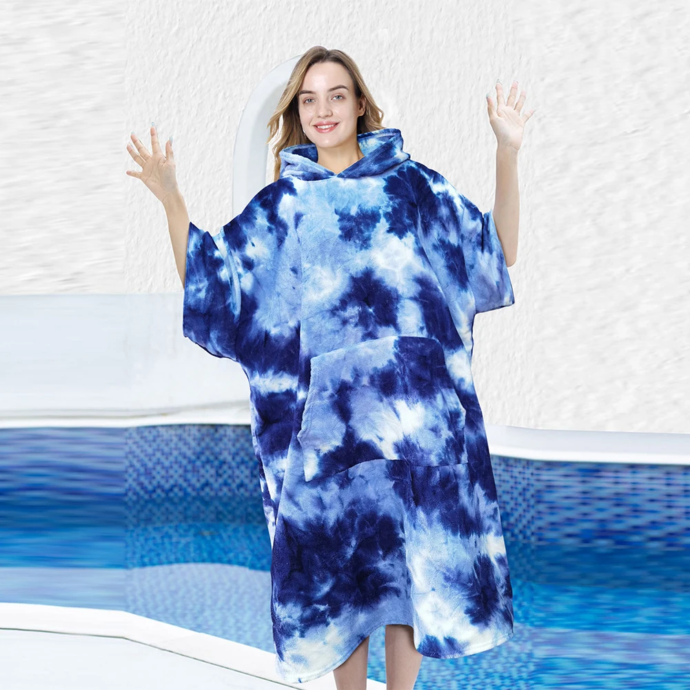 Surf Poncho Changing Towel Microfiber Fabric Water Sports Hooded Robe Adult Child Beach Blanket Bath Swim Quick Tie Dry Wetsuit