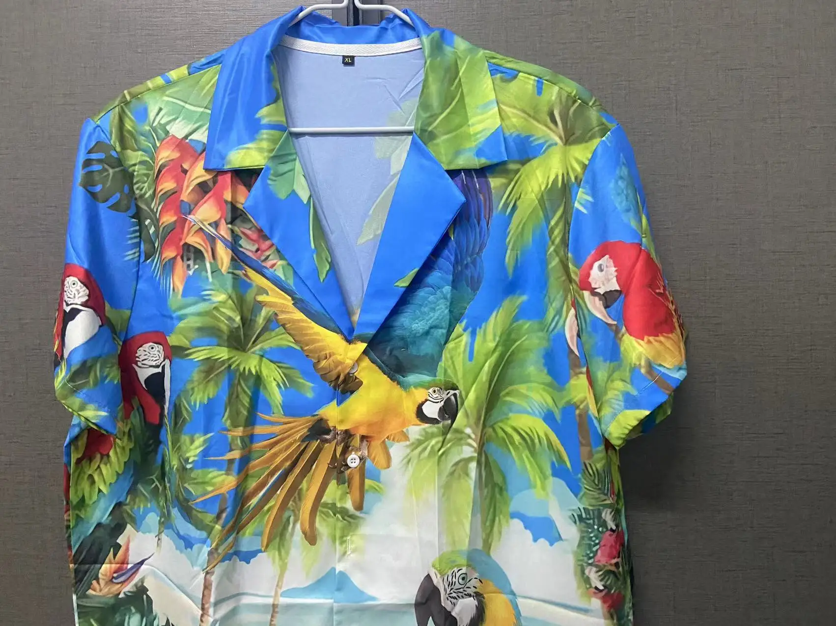 Mens Hawaiian Shirts Parrot Print Shirt For Men Summer Short Sleeve Turn-down Collar Streetwear Loose Vacation Beachwear Camisa