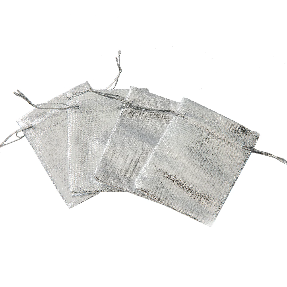 50Pcs Gold Silver Drawstring Organza Jewelry Pouches Bags Packaging Supplies For Wedding Christmas Birthday Gift Small Business