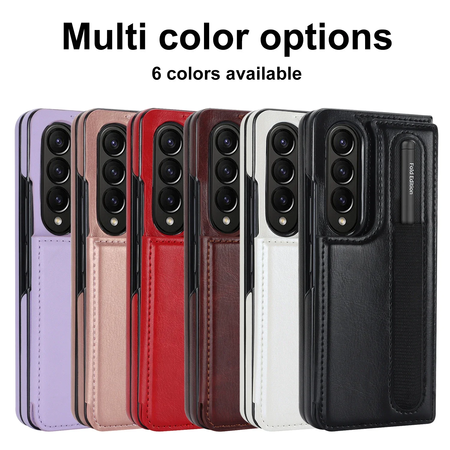 PU Leather Purse Phone Case for Samsung Galaxy Z Fold 5 4 3 Fold5 Fold4 Fold3 5G Pen Slot Card Holder Shockproof Stand Cover