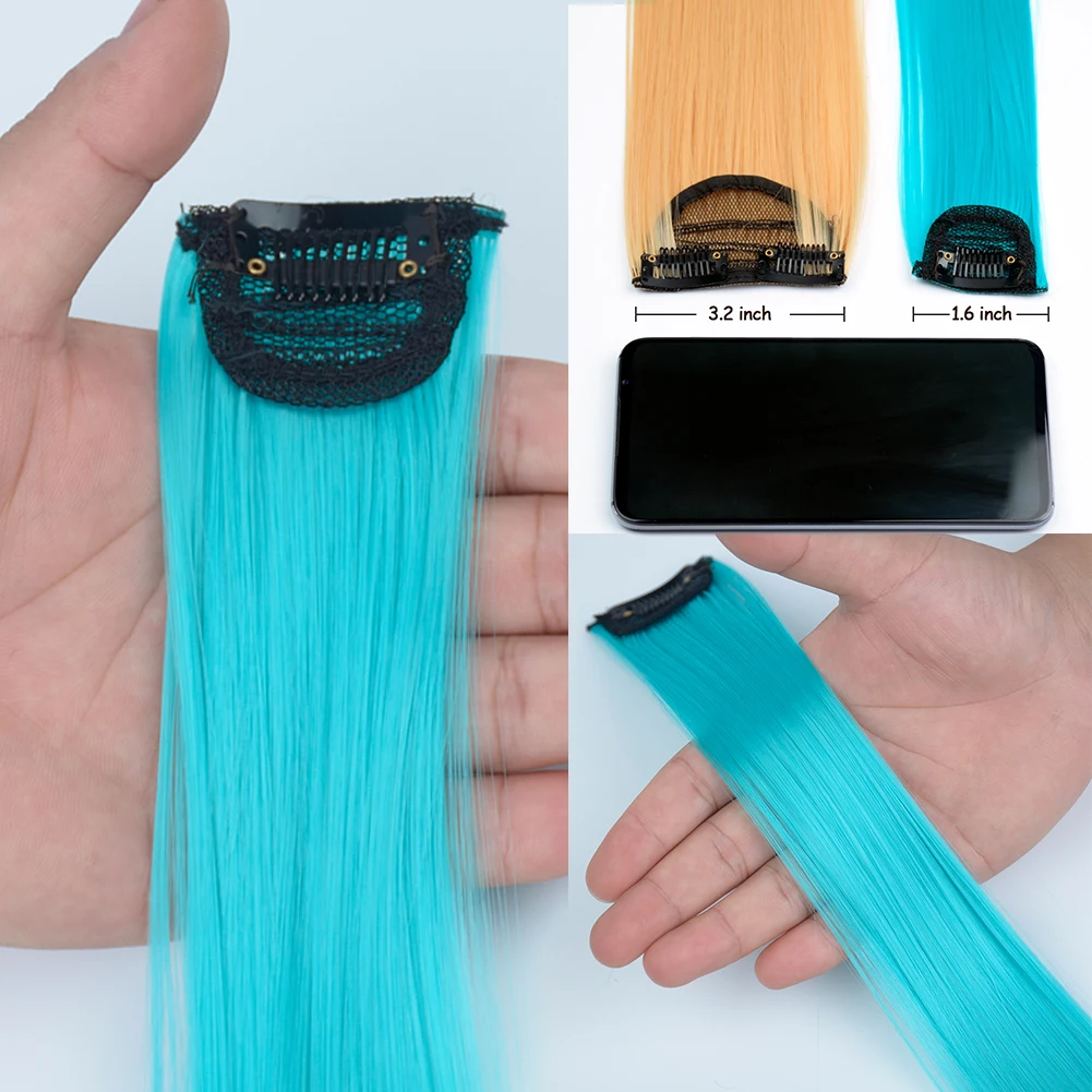 Colored Thick ks 55CM Straight Clip In Hair Extensions Synthetic Highlight Rainbow Hair Clips Grey Blue Purple Hairpieces smile