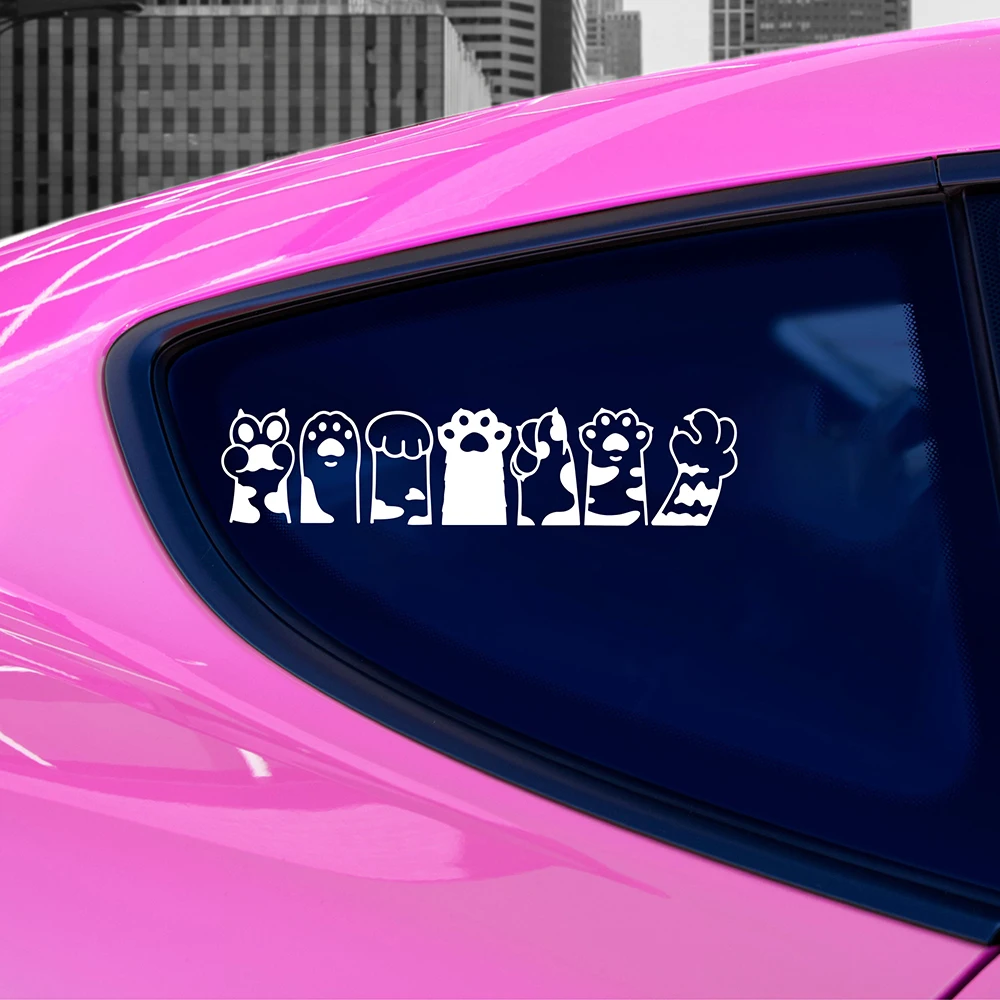 Cute Cat Paws Group Stickers Car Vinyl Decals Windows Bumper Fender Decor Accessories Self-adhesive Labels smile