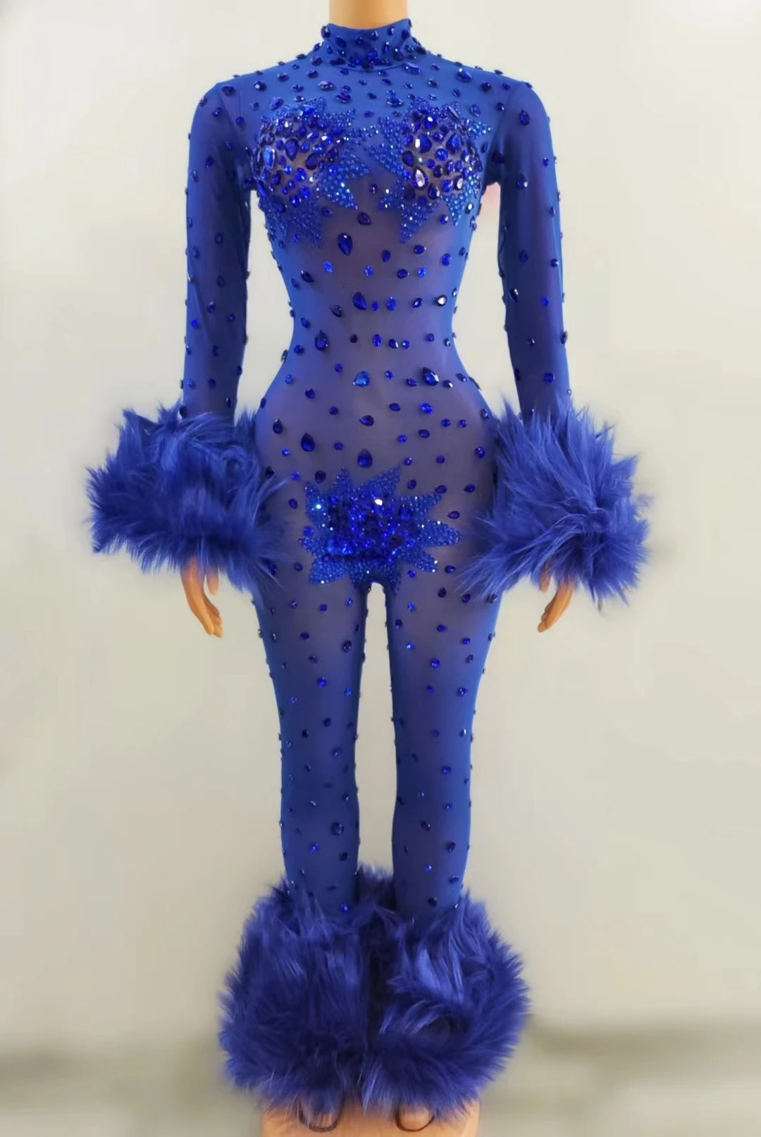 2023 New Singer Rhinestones Jumpsuit Nightclub Bar Gogo Dance Clothing Multi Colors Stretch Bodysuit Drag Queen Costume VDB7105