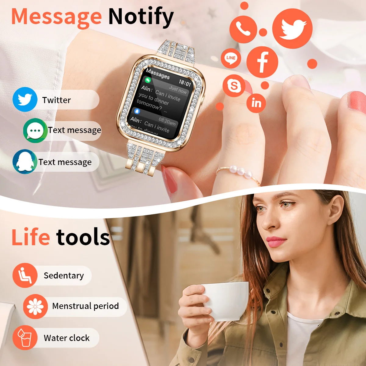 LIGE 2024 New Women Smart Watch Bluetooth Call Waterproof Bracelet Multi Sport Health Monitor Smartwatch Ladies For Android IOS