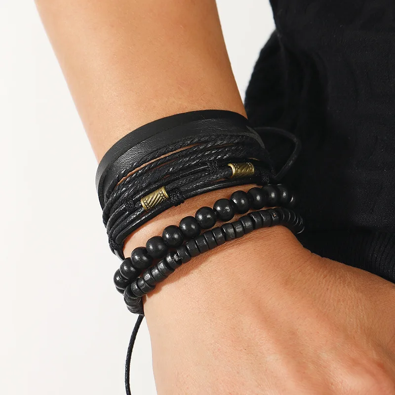Handmade DIY Leather Bracelet For Men with Multi-layer Woven Leather for Men and Women's Universal Leather Bracelet DIY Jewelry