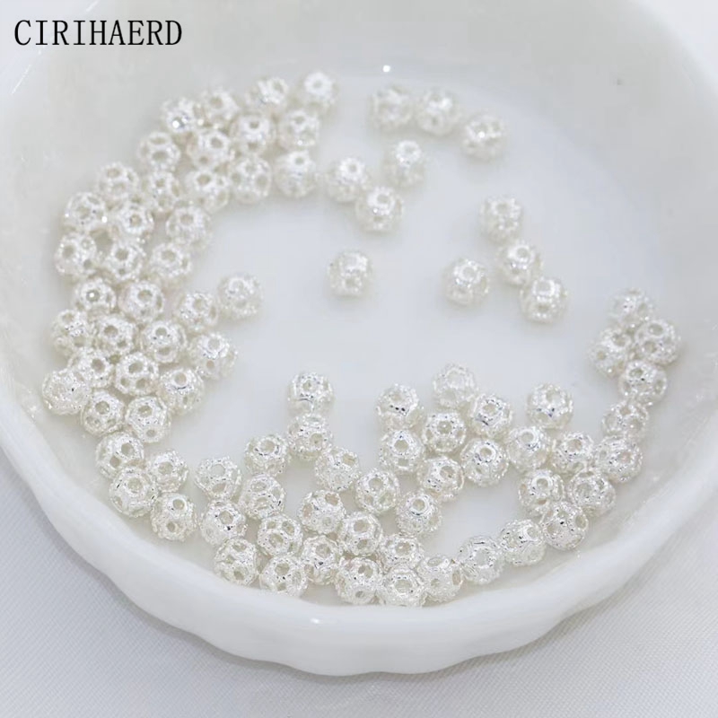 4mm 14K Gold/Silver Plated Round Hollowed-Out Small Beads Supplies For Jewelry Making DIY Accessories Bulk Spacer Bead Findings