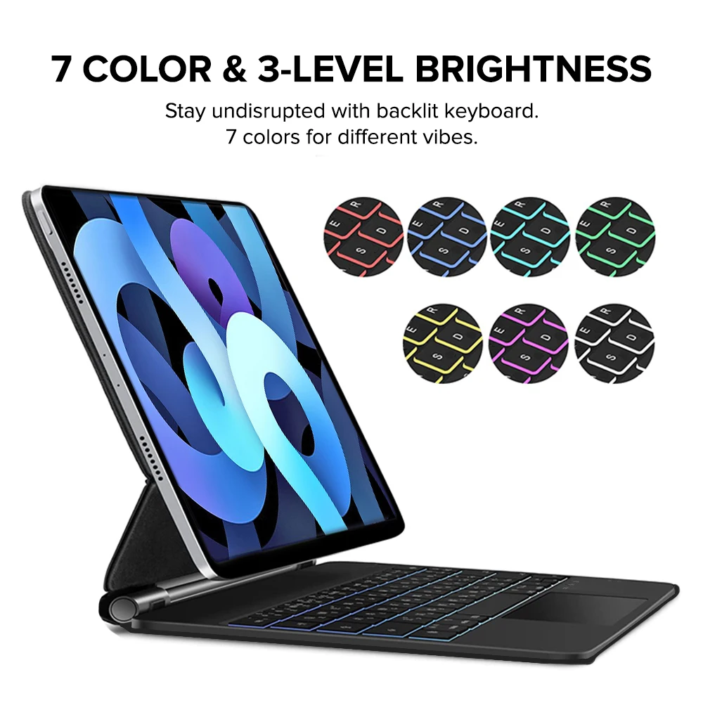 Magic Case Keyboard for iPad Air 4 4th 5 5th Pro 11 Portuguese Russian Spanish Korean AZERTY German Arabic Italian Keyboard