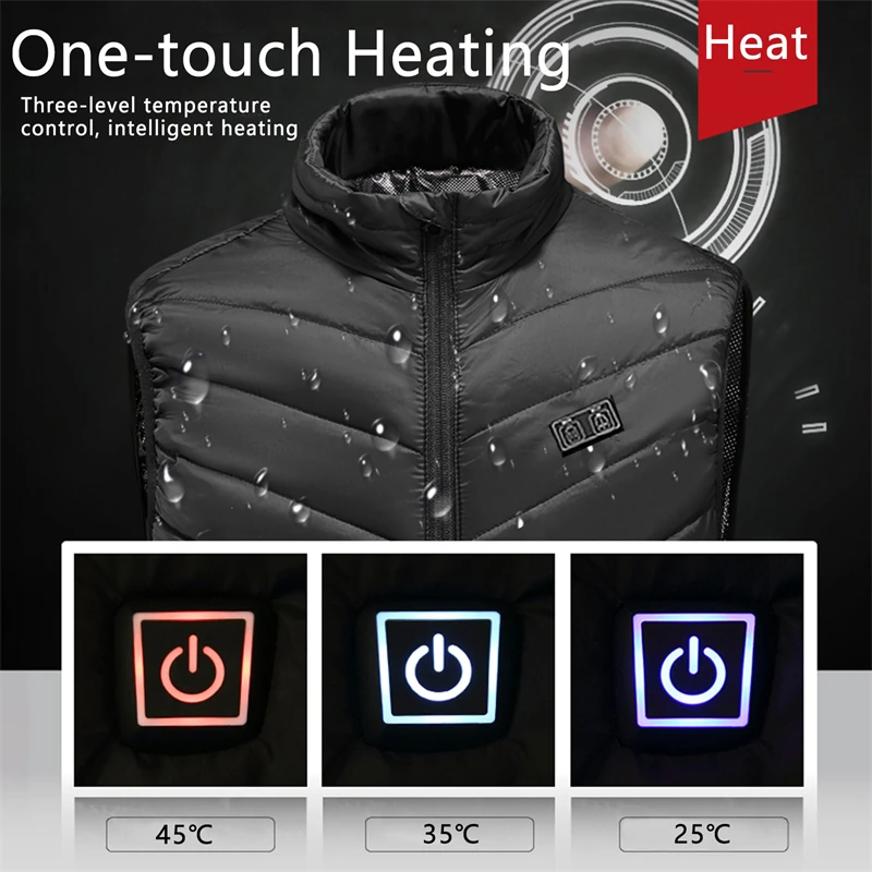 21 Areas Heated Vest Men Jacket Heated Winter Women's Electric USB Heater Tactical Jackets Man Thermal Vest Body Warmer Coat 2XL