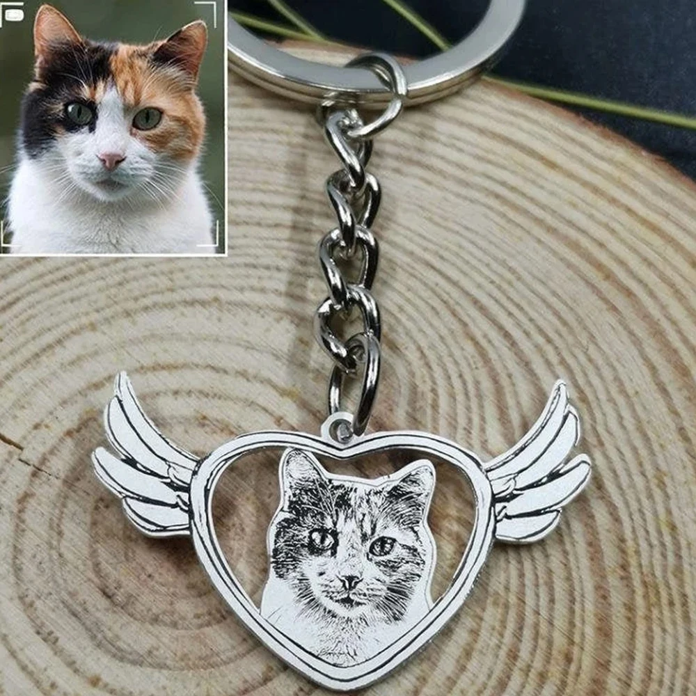Personalized new Pet Photo Necklace Engraved Pets Pendant Gifts Handmade 2025 Custom Dog Cat Keychain Memory Jewelry Picture Pendants