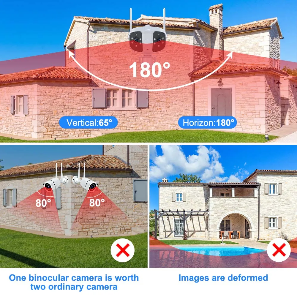 8MP 4K Security Camera Outdoor 180° Wide Angle Wifi Surveillance Cameras 6MP Panoramic CCTV Cam Smart Home Security Protection
