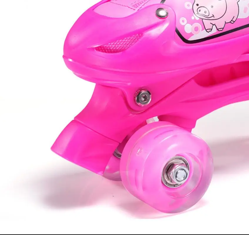 Beginner Double Row Roller Skate Shoes Kids 4 Wheels Skates Adjustable Size Outdoor Skating Inline Skate Shoes Ice Rink Training