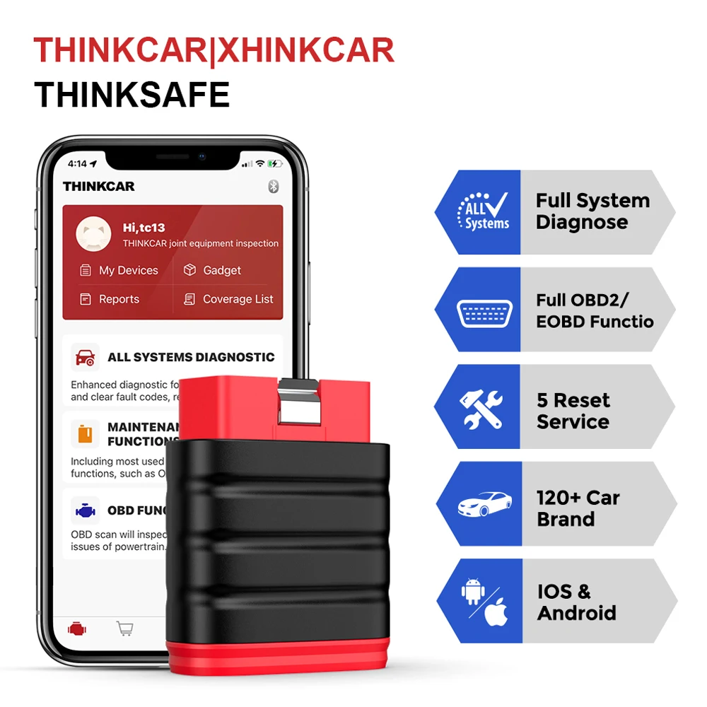 THINKCAR Thinksafe OBD2 All System Auto Scanner Professional Code Reader 5 Reset All Makes OBD Car Diagnostic Tool PK Thinkdiag