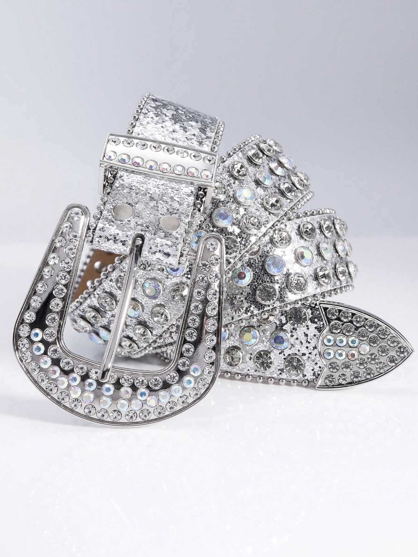 Rhinestone Leather Belt for Men Women Large Size Belt Western Jeans Shiny Rivet Hip-hop Punk Rock Y2K Style