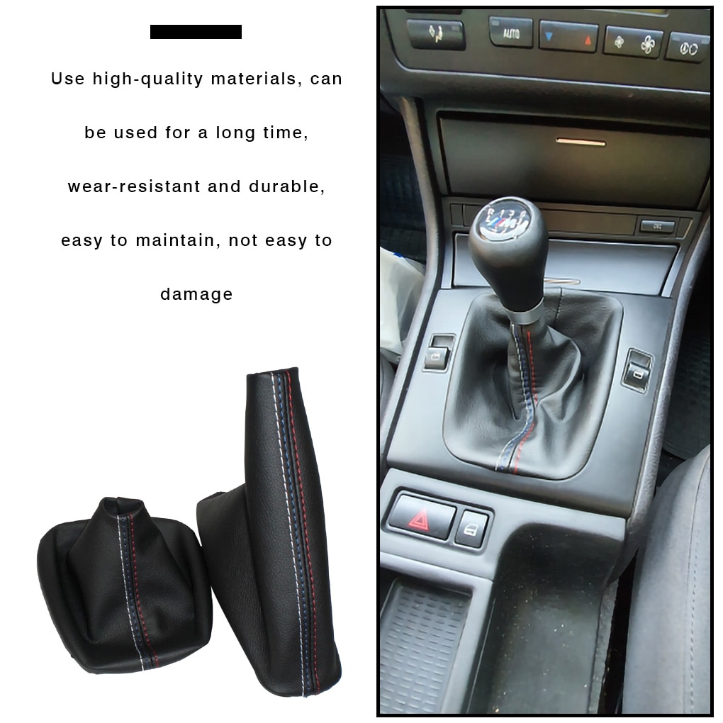 Car Gear Shift Collars Manual Handbrake Gaiter Boot Cover For BMW 3 Series E36 E46 E30 E34 M3 Z3 Black Leather M Accessories