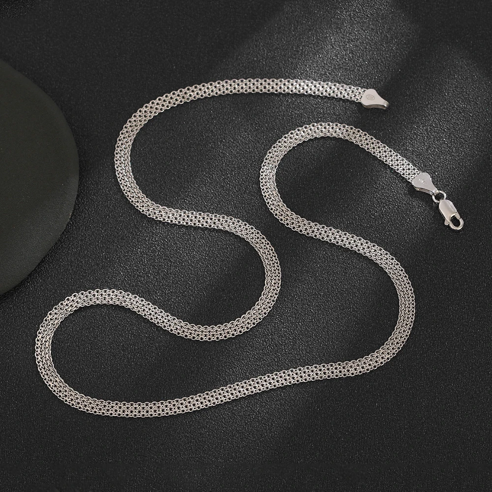 HOYON Real Solid S Sier Necklace MM CM Trendy Flat Tank Chain for Men and Women Sweater Neck Collar Jewelry Gifts