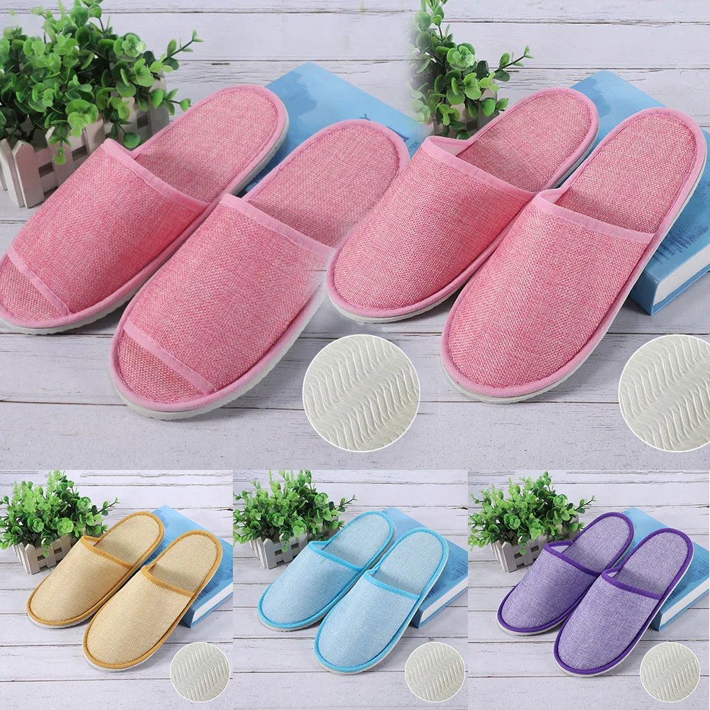 1pair Slipper Home Slippers Flip Flops Flax Slippers Bedroom House Shoes Footwear Unisex Slippers Non-slip Solid Color All-Seaon