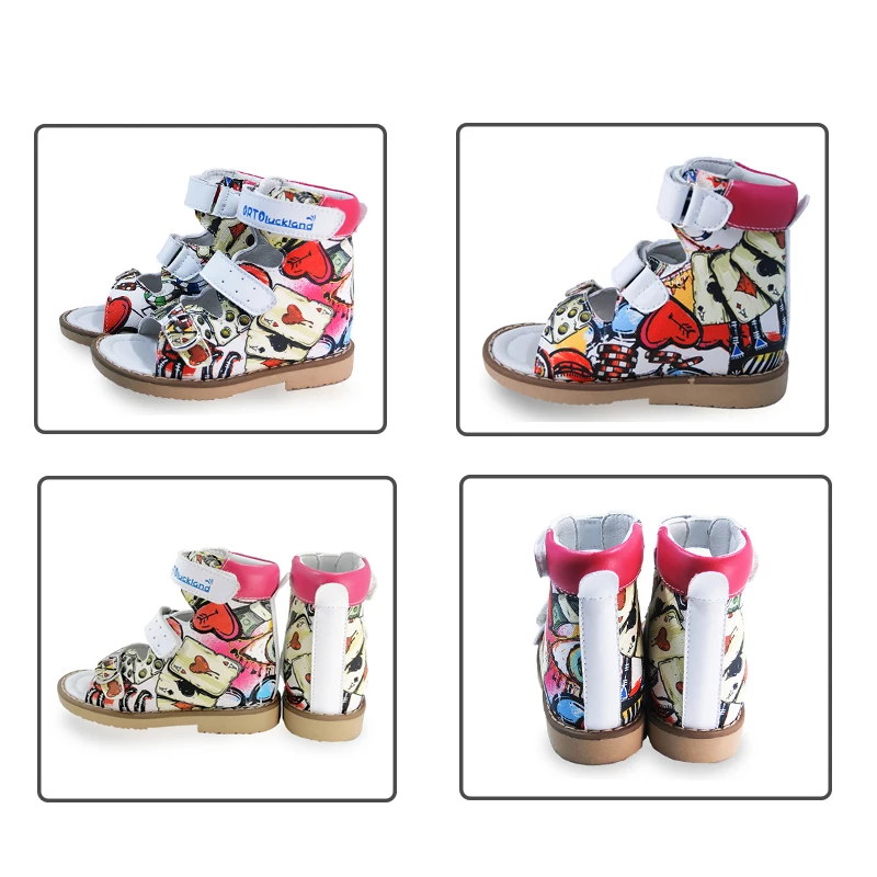 Ortoluckland Kid new Girls Sandals Orthopedic Leather 2025 Shoe For Children Summer Buckle Strap Arch Support Flatfeet Footwear 3 4 5Year