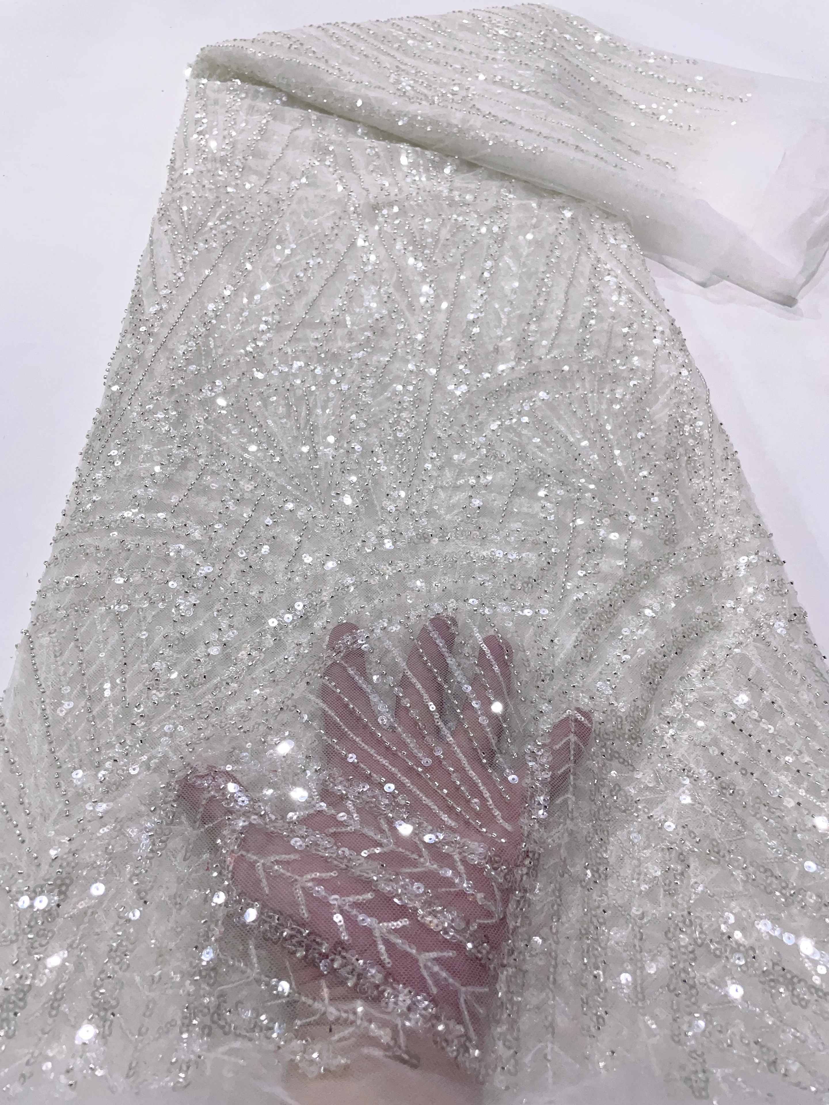 Sequence African Lace Fabric 5 Yards Embroiderd Nigerian Lace Fabric 2023 High Quality Laces Groom Tulle French Lace For Drees