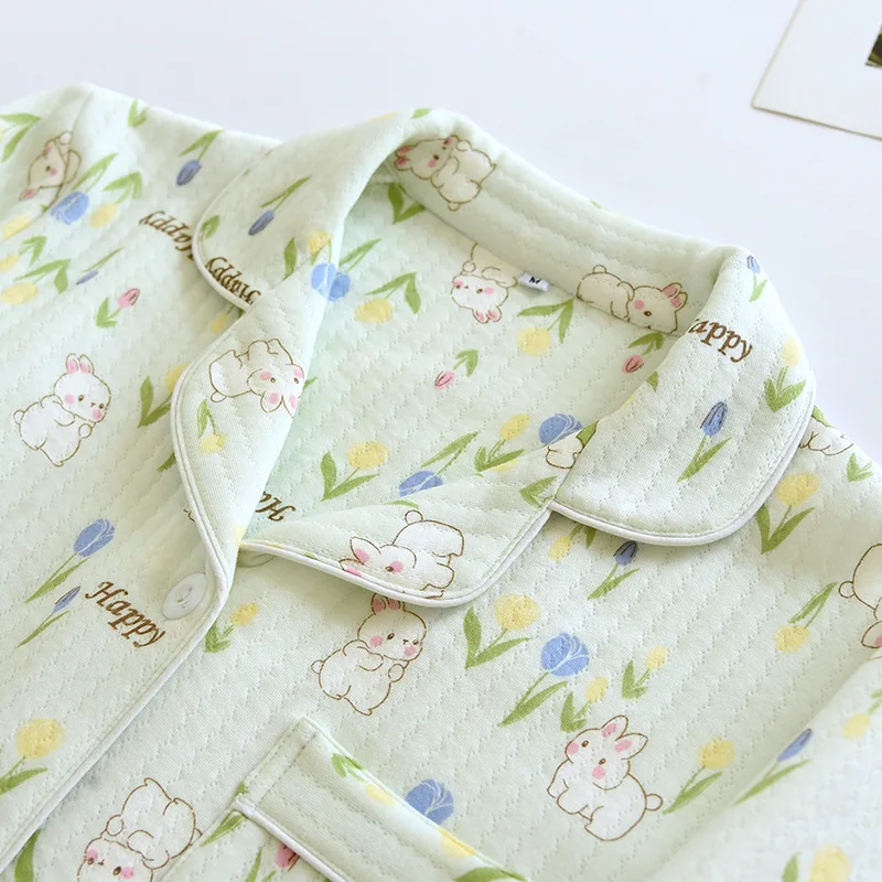 Pyjama Women Winter Flannel Pama Set Fleece Pamas Sleepwear Thick Warm Veet Female Homewear Suit Cute Sweet Pijama