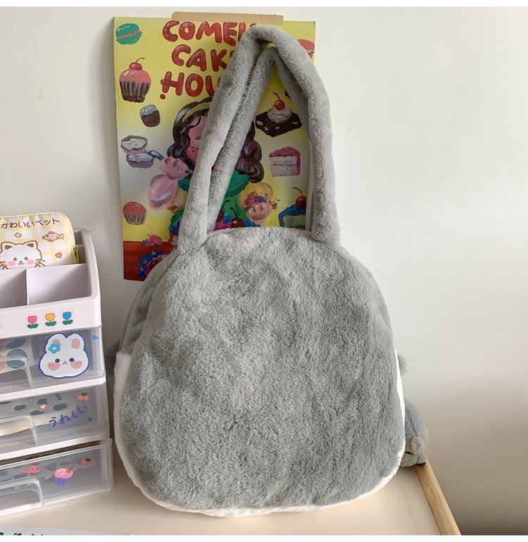 2024 New Soft Plush Penguin Bag Women Warm Faux Fur Shoulder Bag For Women Large-capacity Handbags School Tote Bag Satchels