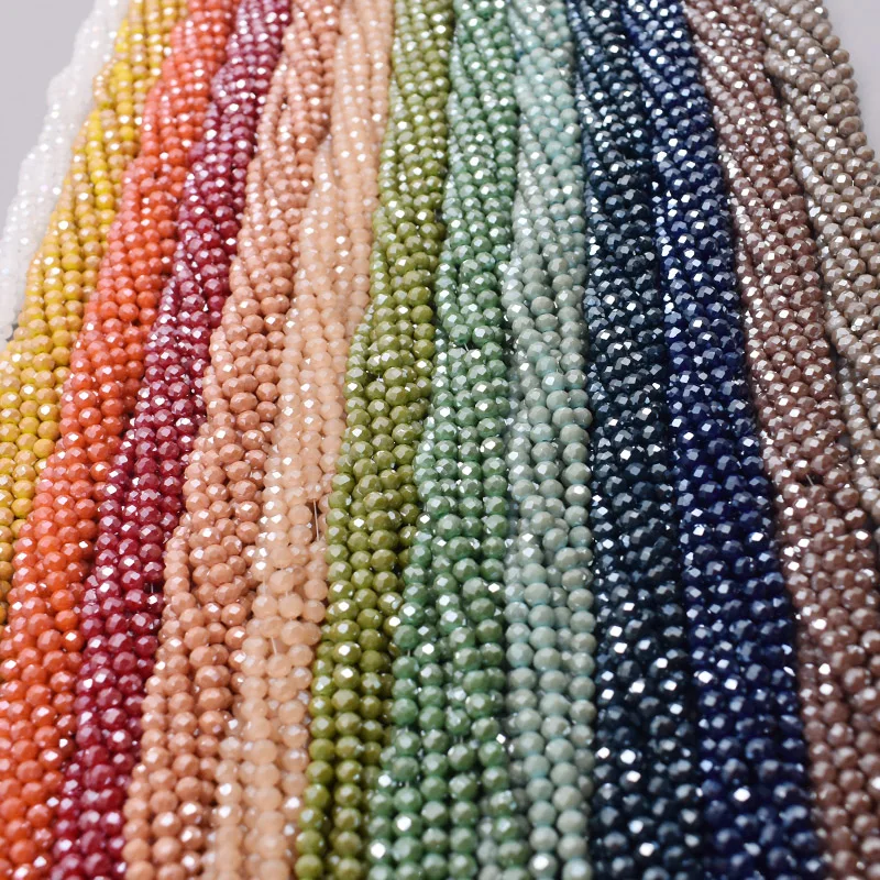 New Shiny Color 4mm Rondelle Crystal Glass Beads Faceted Loose Spacer Glass Beads for Jewelry Making DIY Bracelet