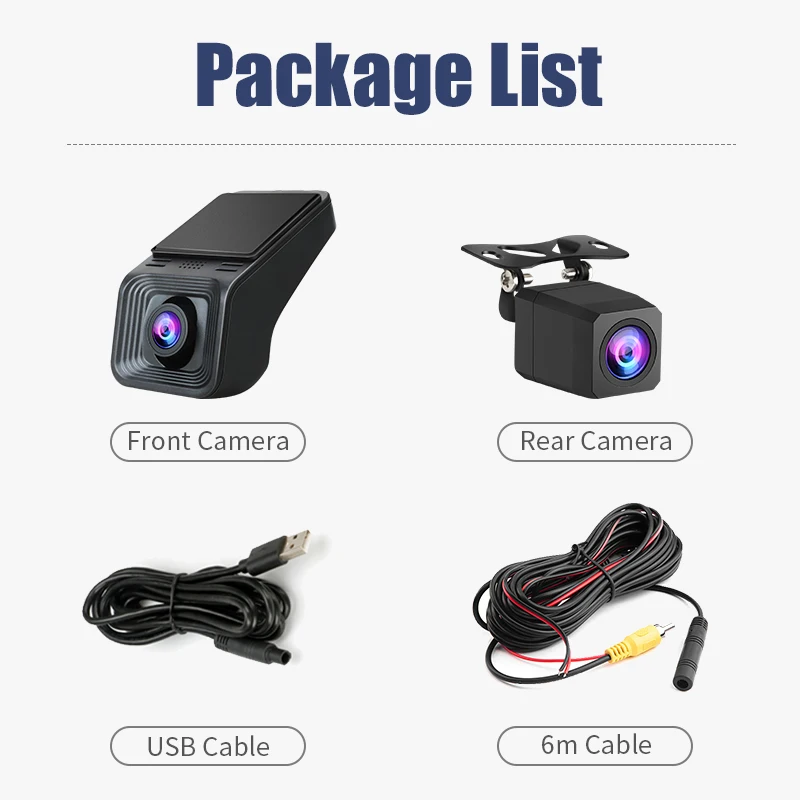 Full HD 170° Wide Angle Dash Cam for Android Multimedia Double Recording Front And Rear Camera Car DVR ADAS TF Card 32G 64G USB