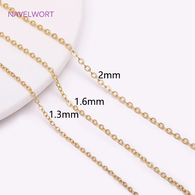 18K Gold Plated 1.3mm/1.6mm/2mm Thin Chain For Jewelry Making Supplies, Bulk Chain DIY Necklace Bracelet Accessory Wholesale