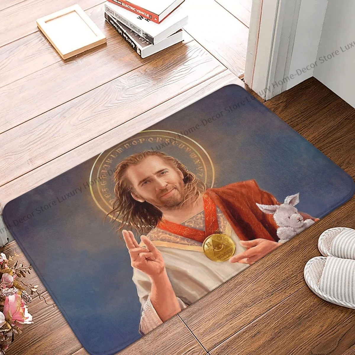 Bathroom Non Slip Carpet Nicolas Cage Saint Nic Original Religious Bedroom Mat Entrance Door Floor Decor Rug
