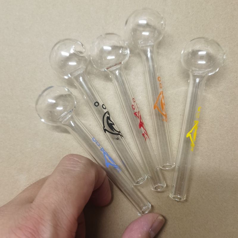 NEW LOGO Great hookahs Thick Clear Glass Burner Tube Pipe somking pipes handcraft 10CM