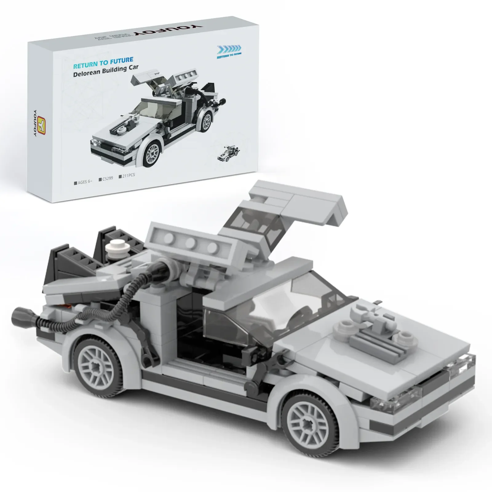 MOC 2023 New Speed Back To The Future Time Machine Car Building Blocks Set Deloreaned Vehicle Bricks Toys Children Birthday Gift