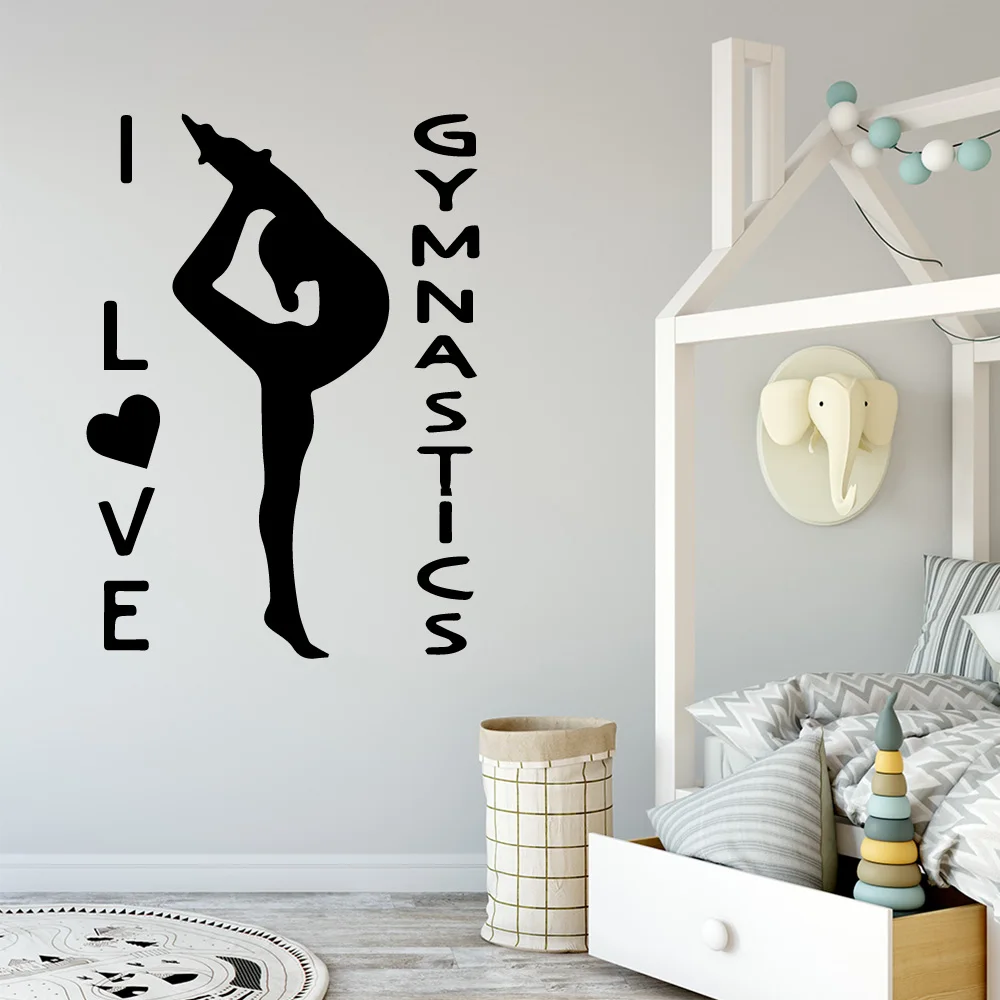 Gymnastics 1 pc Vinyl Wall Stickers Dance Removable Decal For Girl's Rooms Decora Wallpaper Murals smile