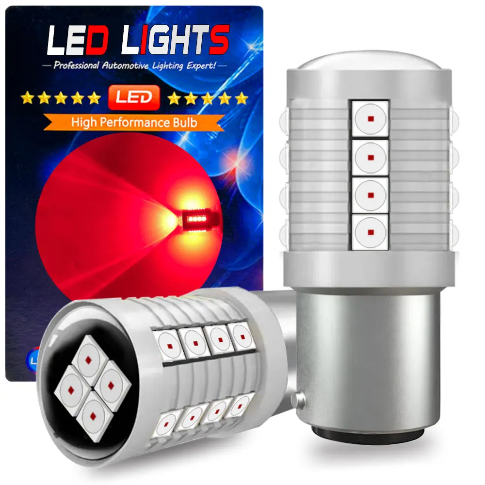 2PCS Super Bright 1800LM P21/5W BAY15D 1157 LED Bulbs P21W BA15S 1156 White Red Car Tail Brake Stop Lamp Reverse Back Up Light