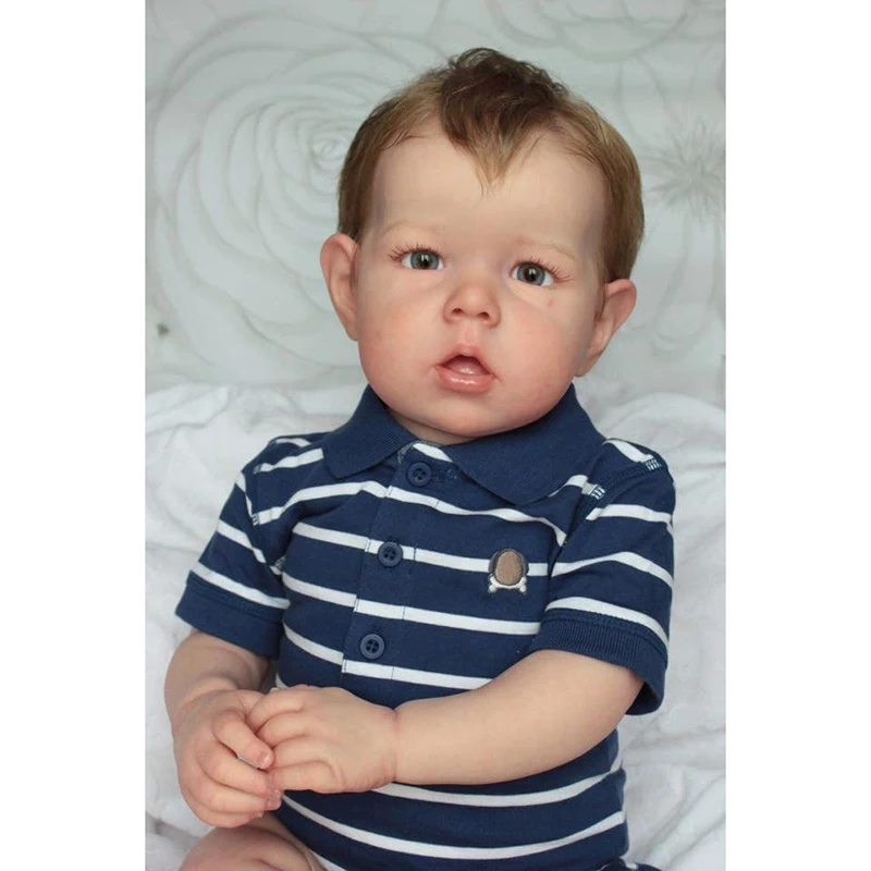 55CM Bebe Doll Reborn Baby Liam Boy Soft Bodied Silicone Doll Newborn Size High Quality Collectible Art Doll with Accessories