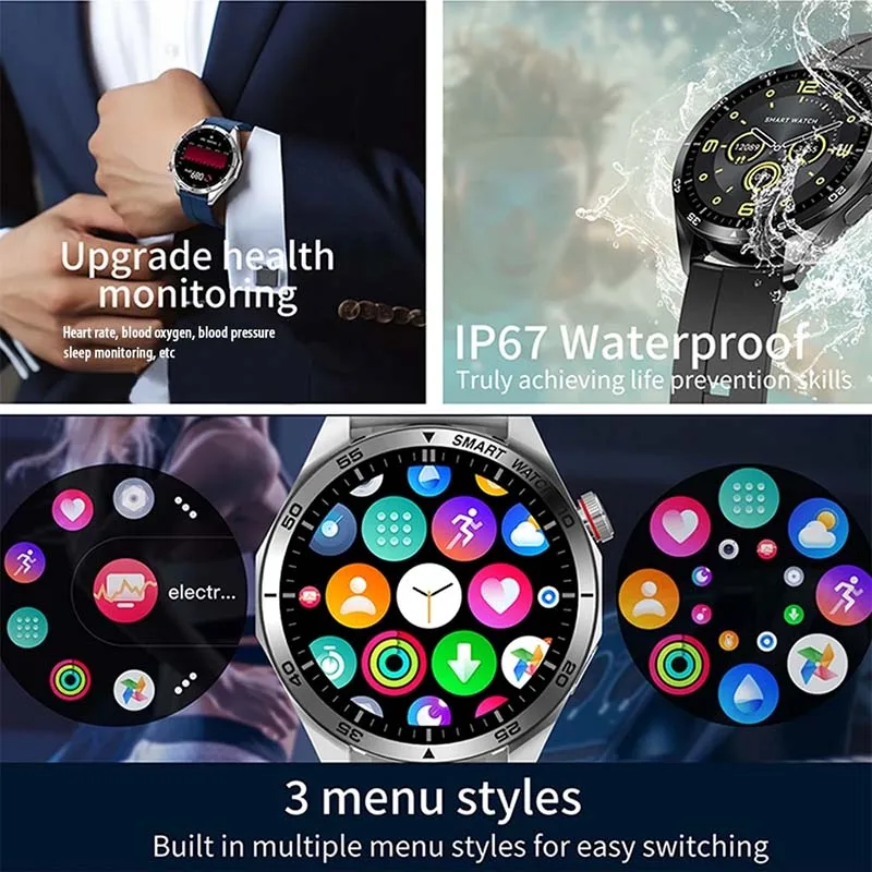 2024 New GT4 Pro Men's Smartwatch ECG+PPG Bluetooth Call GPS Tracks IP68 waterproof AMOLED HD Screen Women's Smart watch