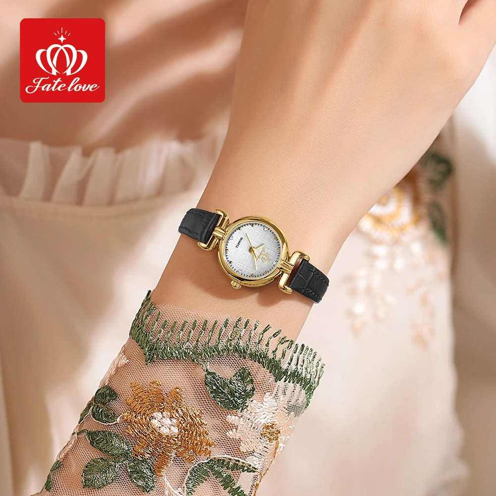 Fate Love 905 Quartz Elegant Women's Watches Waterproof Small Dial Leather Ladies Wristwatch Retro Original Watch For Women