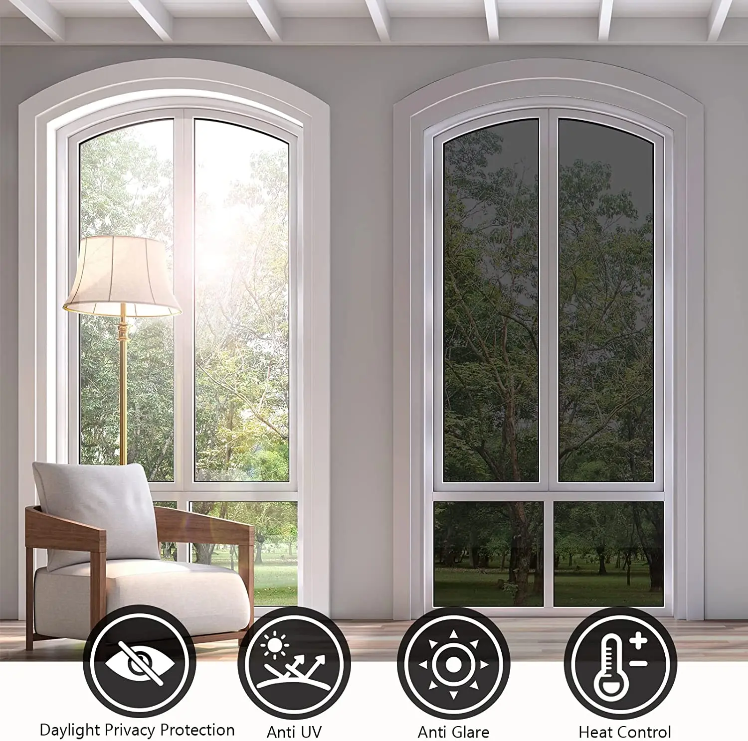 One Way Reflective Window Film Privacy Heat Blocking new Anti 2025 UV Mirror Window Tint for Home Self Adhesive Stained Glass Solar Film