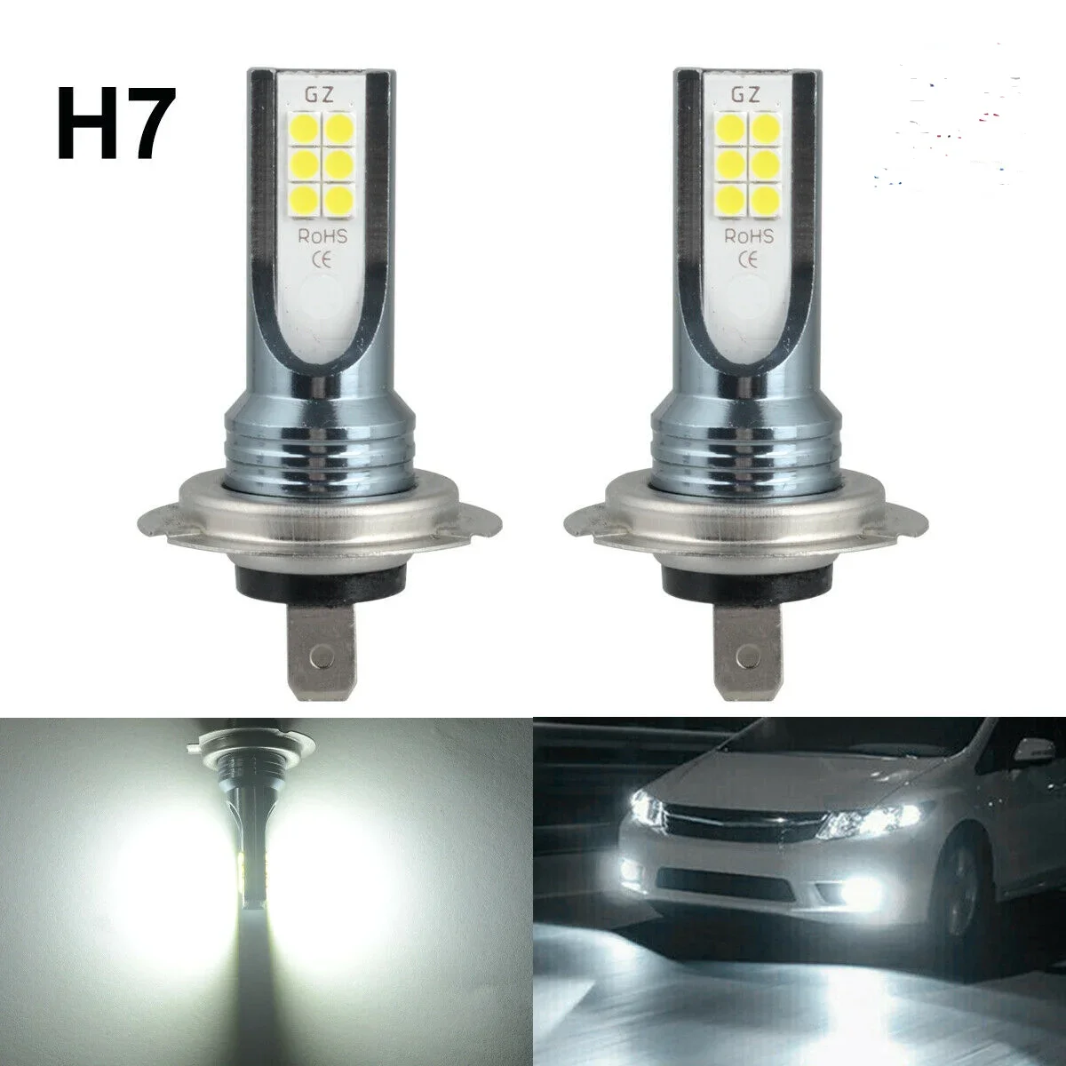 2Pcs H7 LED Headlight Bulbs Kit High/Low 2025 Beam 320W 30000LM new Super Bright 6000K White Fog Lamps H8 for Car