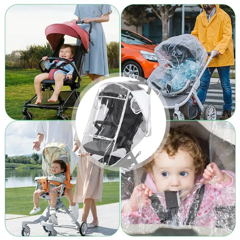 Stroller Rain Poncho Transparent Stroller Rain Cover Universal Baby Travel Weather Shield Protects from Snow Wind Dust Travel