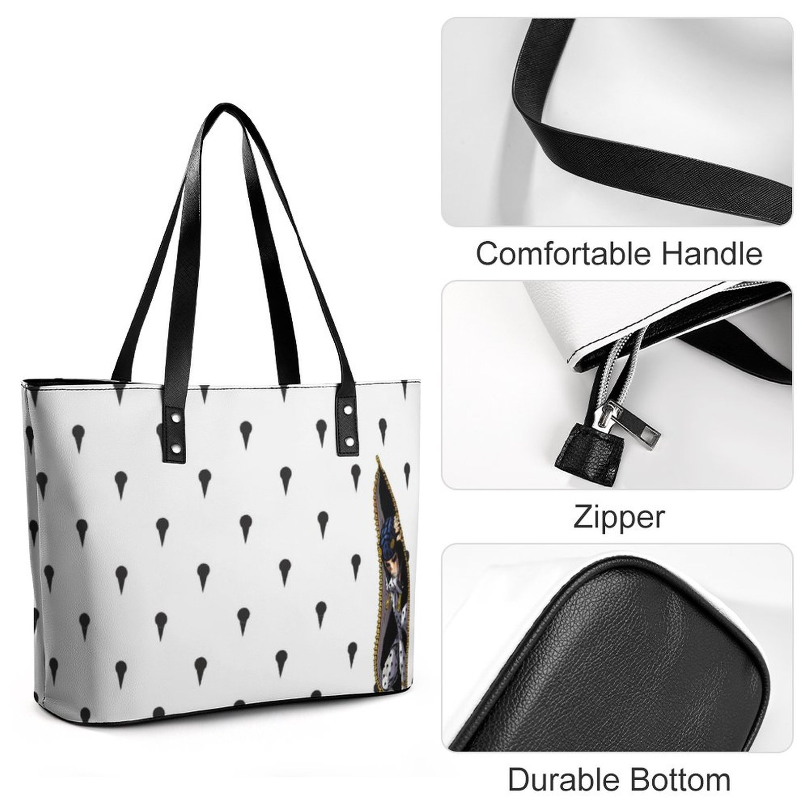 Bruno Bucciarati Handbags Jojos Bizzare Adventures Pocket Tote Bag Modern PU Leather Shoulder Bag Lady Office Print Shopper Bags