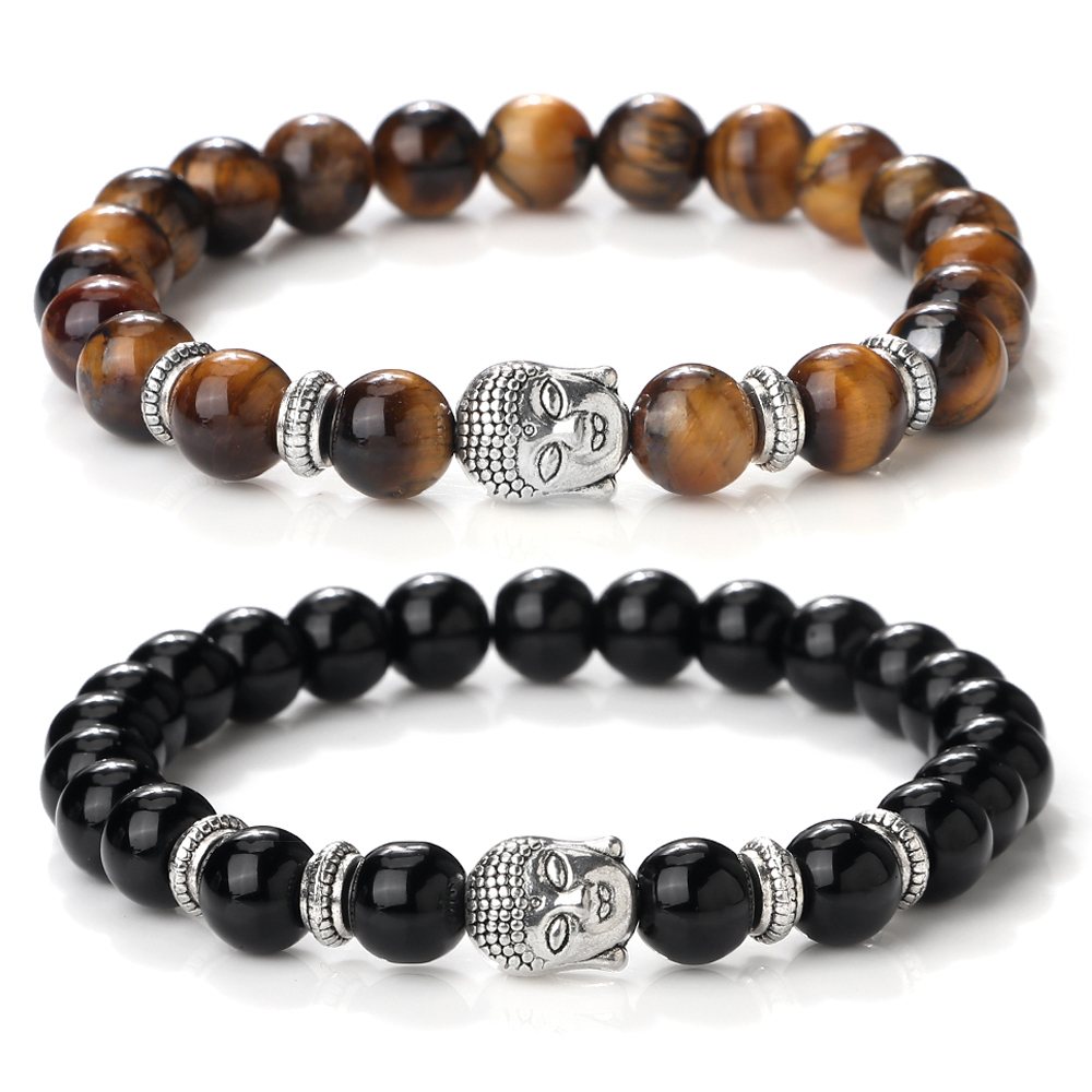 Charm Vintage Buddha Beads Bracelet Men Natural 2025 Tiger Eye Malachite Black Lava Stone new Chakra Bracelets for Women Bileklik Jewelry