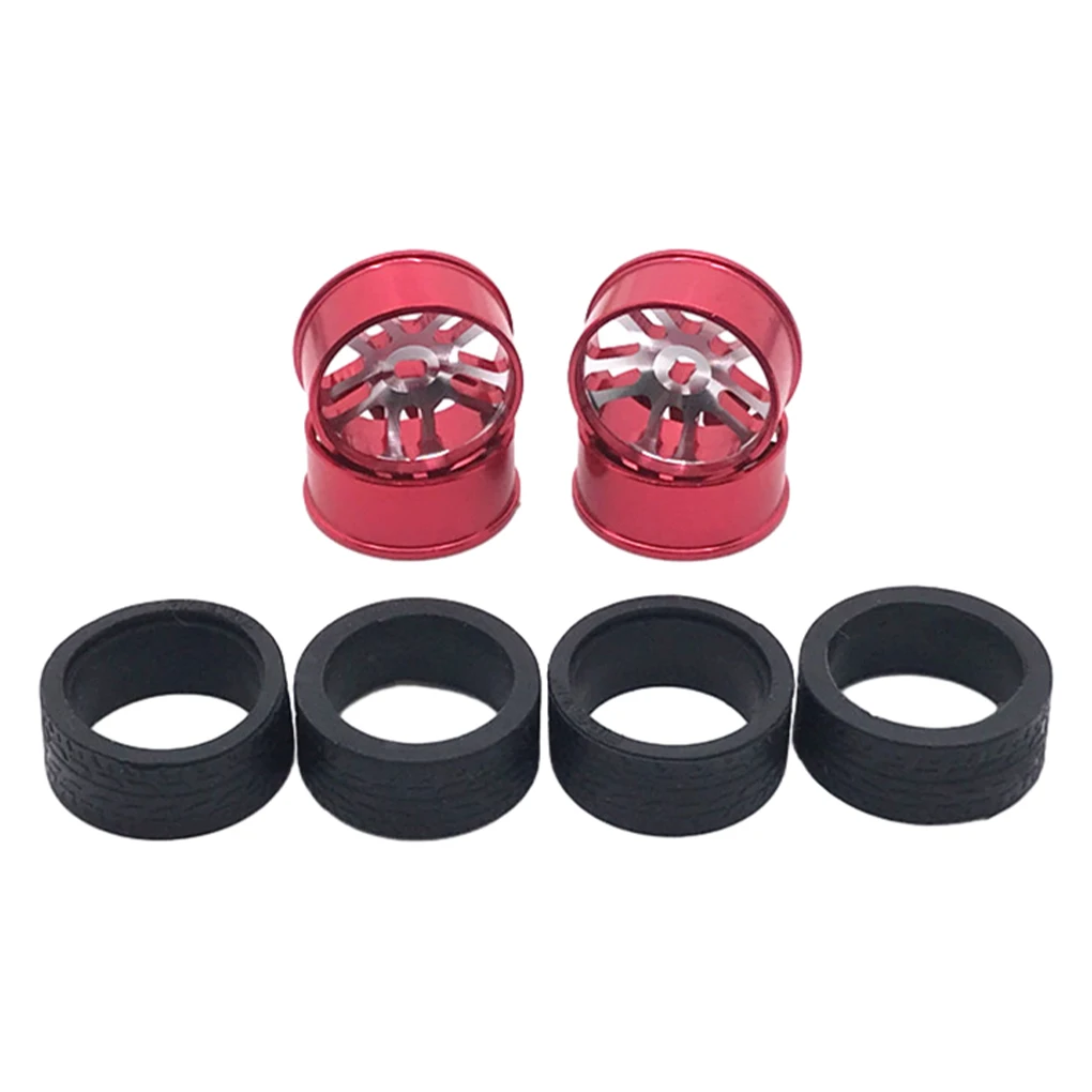 4pcs Metal Drift Wheel & Soft Tire Skin Set for Wltoys 284131 K989 K969 1/28 RC Car Upgrade Parts