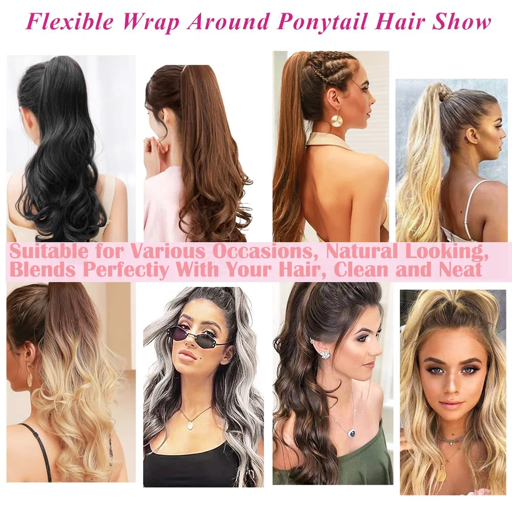 32inch Synthetic new PonyTail Long Layered Flexible Wrap Around Fake Tail Hair 2025 Extensions Natural Curly Hairpiece for Women