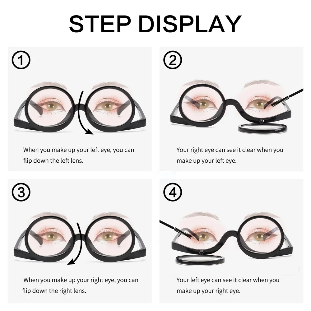 New Makeup Reading Glasses Flippable Makeup Glasses Magnifying Cosmetic Readers for Women Glasses Makeup Diopter 1.0-4.0