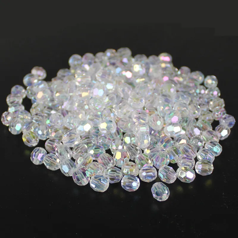 500Pcs 6/8/10mm Pink Transparent Bead AB Angle Bead DIY Crafts String Loose Bead Necklace Earrings Bracelet Knitting Ornament