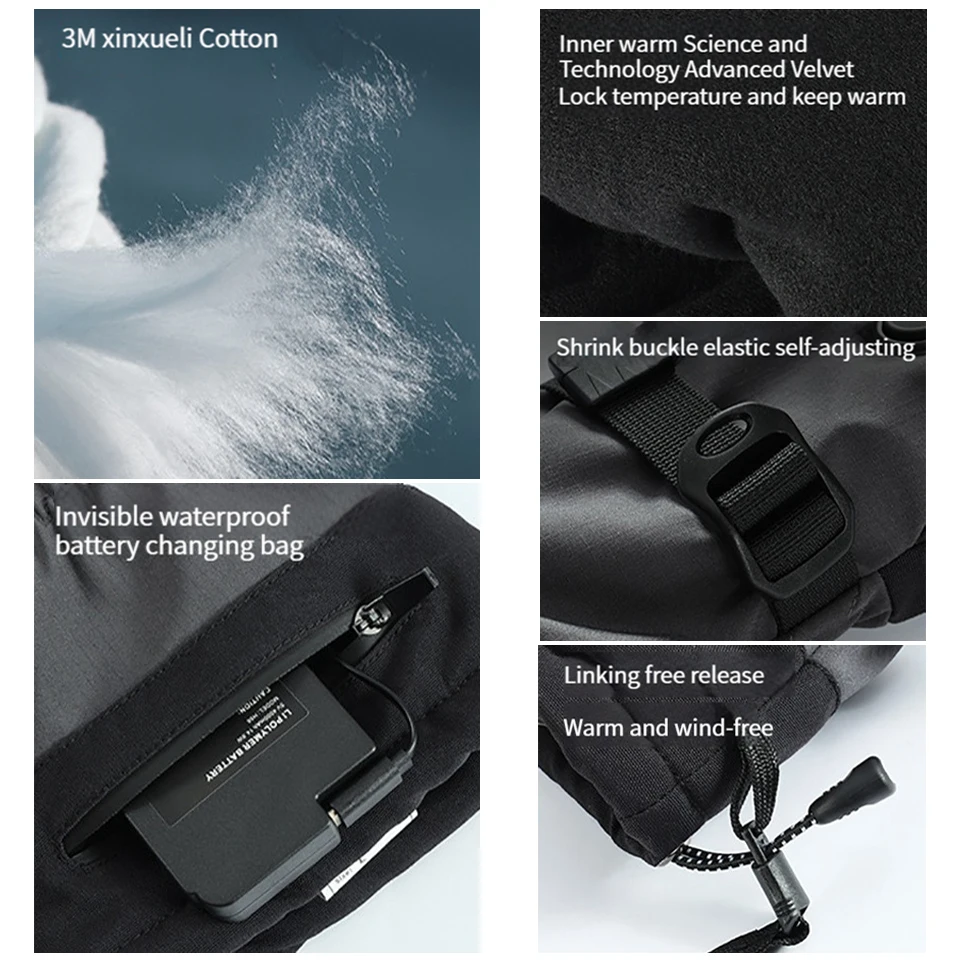 LOOGDEEL Gloves Electric Thermal Men Winter Warmth Waterproof Windproof Cycling Motorcycle Bicycle Snowboard Ski Heating Gloves smile